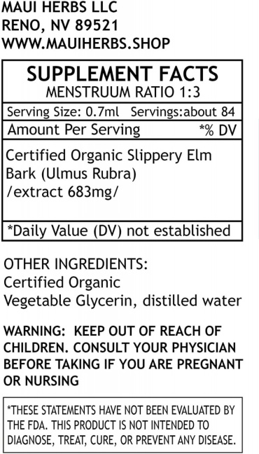 Slippery Elm|Tincture|4 oz|Organic|